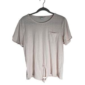 Women's XL J. Crew Pink Tie front Pocket TShirt Light Layering SoftCore NormCore